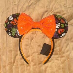 Disney Halloween Mouse Ears with Orange Sequin Bow